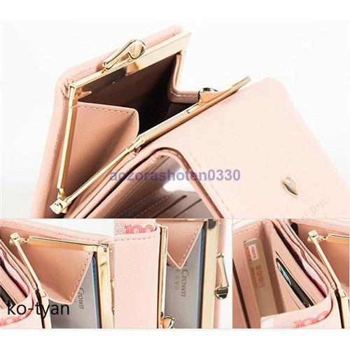 財布 折り財布 レディース ハート付き がま口 全4色 結婚式 ミニウォレット パーティー おしゃれ プレゼント 