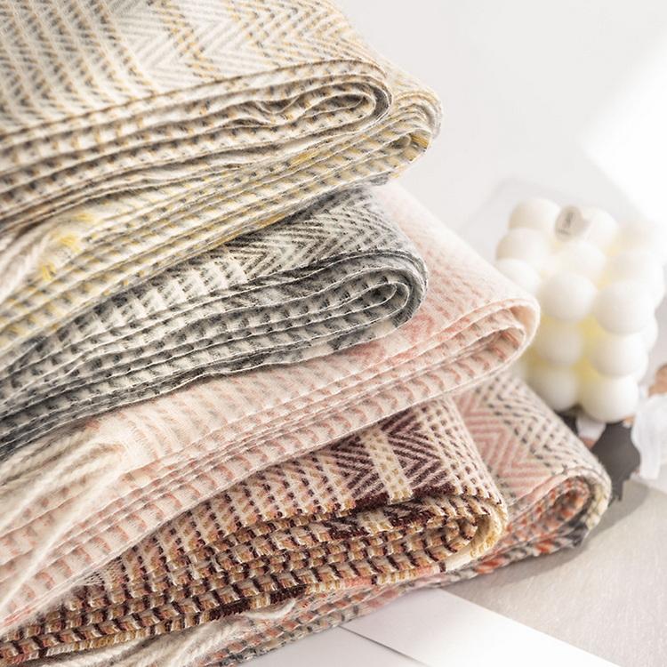 ストール レディース 防寒 秋冬 ボーダー柄 カシミヤ タッチ ギフト おしゃれ ショール 大判 ひざ掛け 肩掛け かわいい プレゼント 