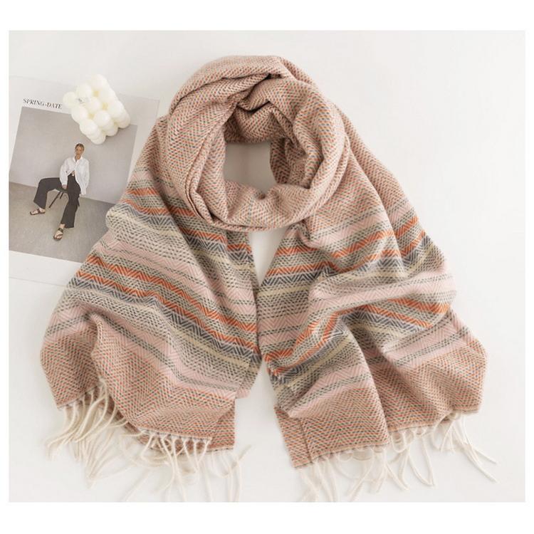 ストール レディース 防寒 秋冬 ボーダー柄 カシミヤ タッチ ギフト おしゃれ ショール 大判 ひざ掛け 肩掛け かわいい プレゼント 