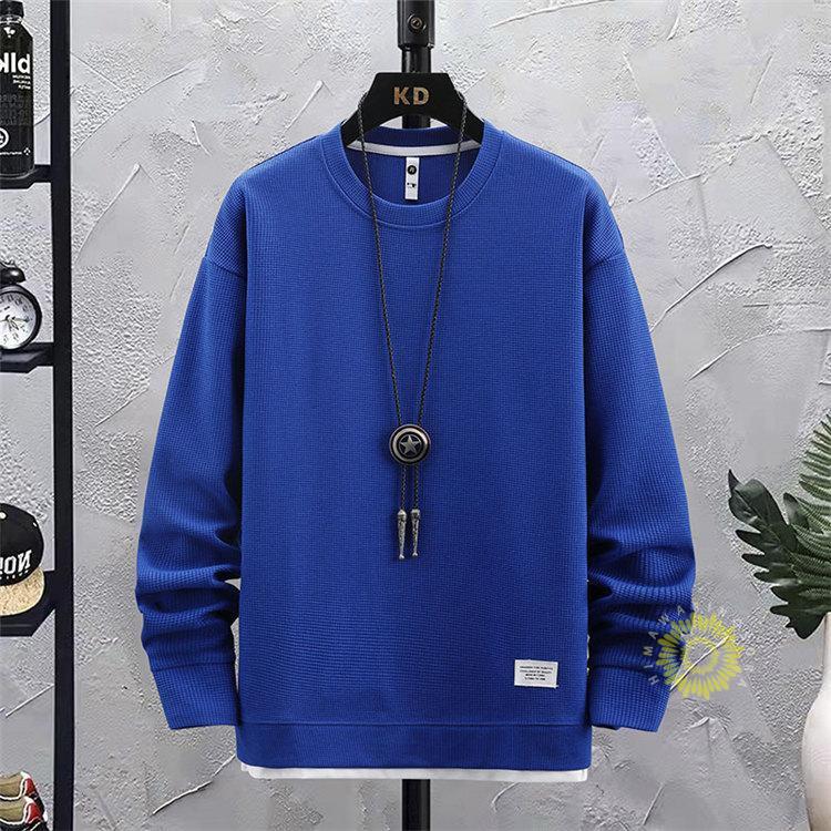 トレーナー 長袖 メンズ ワッフル 無地 プルオーバー ゆったり 丸首 トップス 長袖トレーナー 秋ファッション スウェットシャツ 