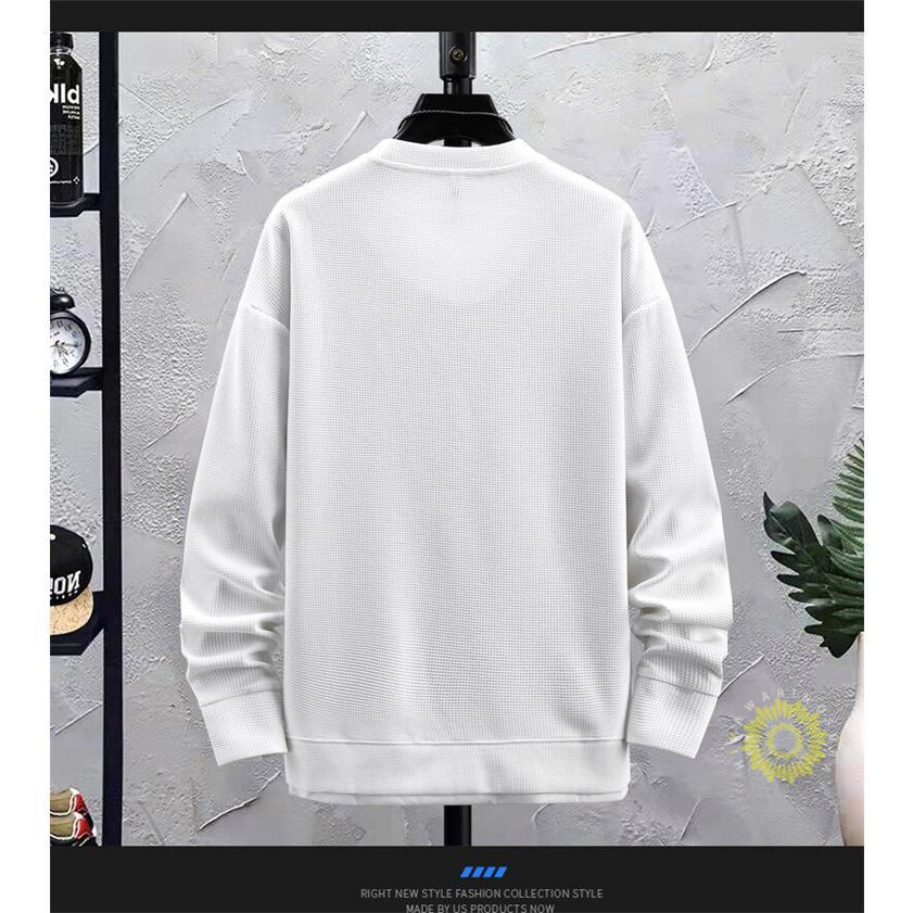 トレーナー 長袖 メンズ ワッフル 無地 プルオーバー ゆったり 丸首 トップス 長袖トレーナー 秋ファッション スウェットシャツ 