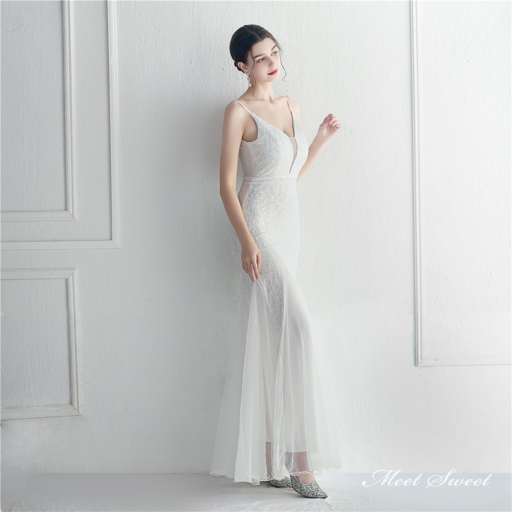 カラードレス マーメイドドレス パーティードレス スパンイブニングドレス ウェディングドレス 結婚式 二次会 発表会 キラキラ ノースリーブ ファスナー 