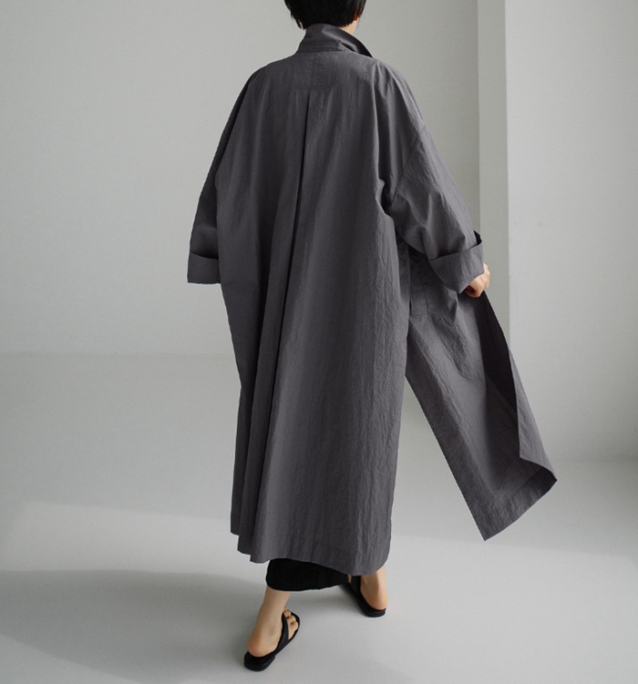 トレンチコート レディース ロング丈 無地 長袖 綿麻風 羽織 アウター ファッション 春 上着 秋 体型カバー ロングコート ゆったり トップス 