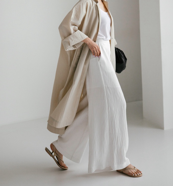 トレンチコート レディース ロング丈 無地 長袖 綿麻風 羽織 アウター ファッション 春 上着 秋 体型カバー ロングコート ゆったり トップス 