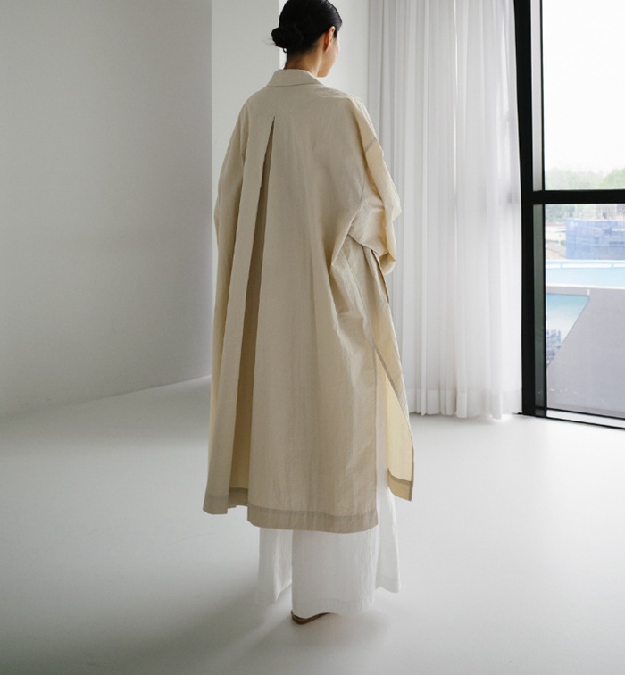トレンチコート レディース ロング丈 無地 長袖 綿麻風 羽織 アウター ファッション 春 上着 秋 体型カバー ロングコート ゆったり トップス 