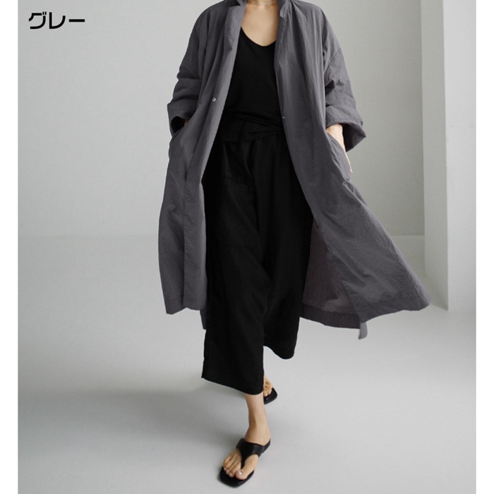トレンチコート レディース ロング丈 無地 長袖 綿麻風 羽織 アウター ファッション 春 上着 秋 体型カバー ロングコート ゆったり トップス 