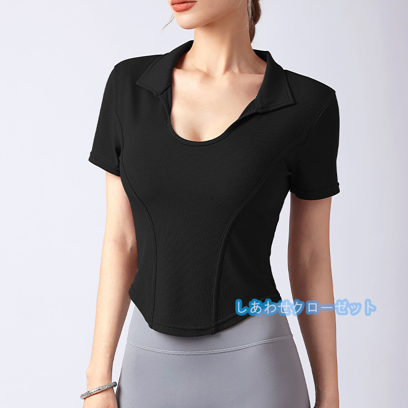 ヨガウェア レディース トップス 半袖 Tシャツ ホットヨガ スポーツウェア かわいい おしゃれ 速乾 吸汗 フィットネス ランニングウェア 