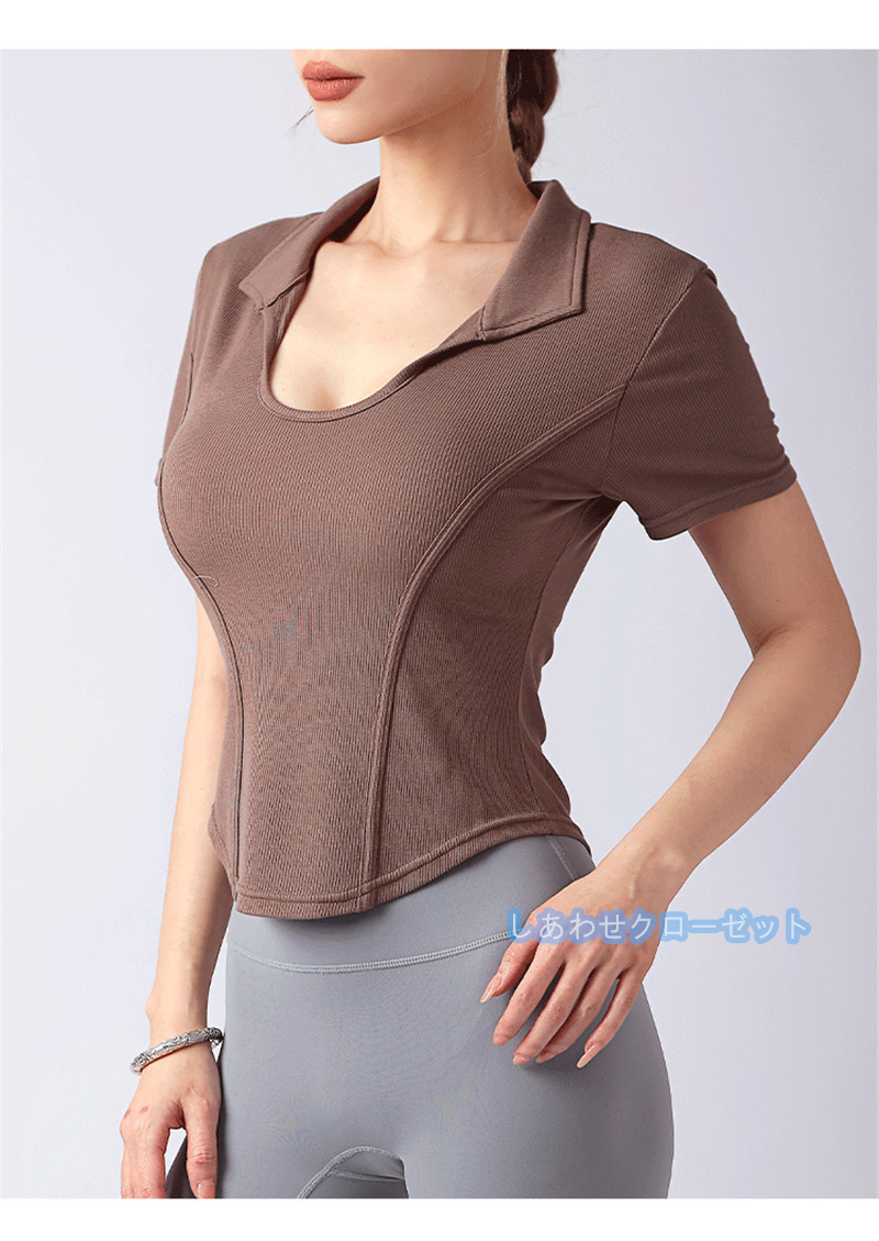 ヨガウェア レディース トップス 半袖 Tシャツ ホットヨガ スポーツウェア かわいい おしゃれ 速乾 吸汗 フィットネス ランニングウェア 