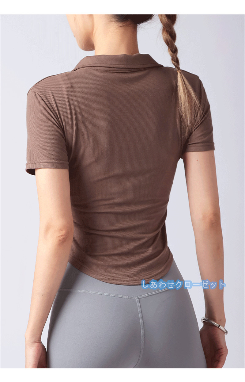 ヨガウェア レディース トップス 半袖 Tシャツ ホットヨガ スポーツウェア かわいい おしゃれ 速乾 吸汗 フィットネス ランニングウェア 