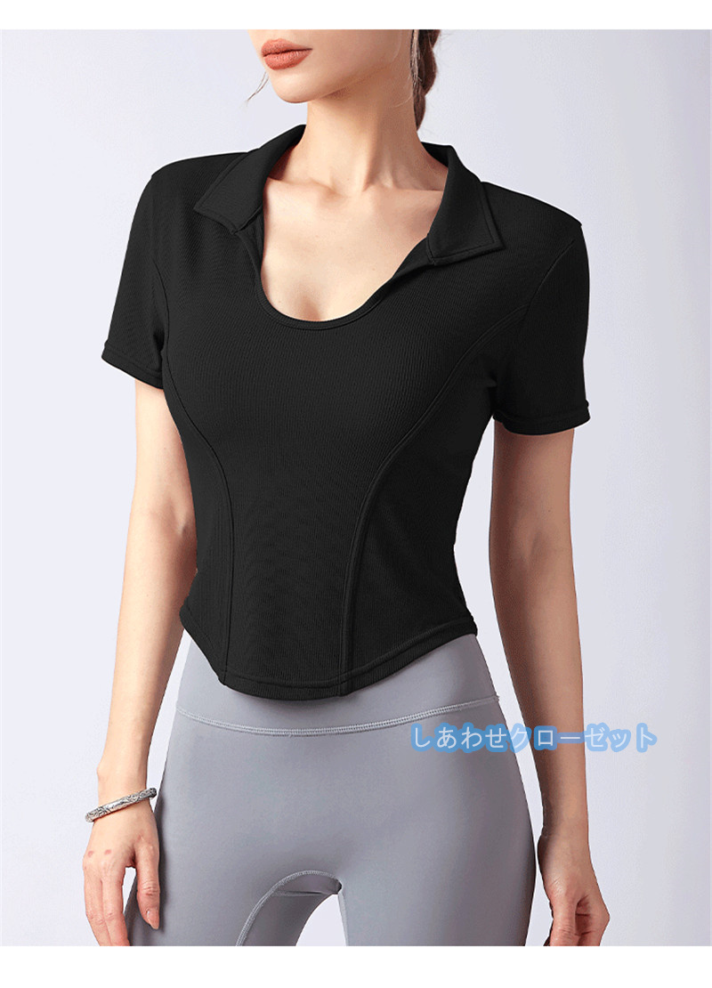 ヨガウェア レディース トップス 半袖 Tシャツ ホットヨガ スポーツウェア かわいい おしゃれ 速乾 吸汗 フィットネス ランニングウェア 