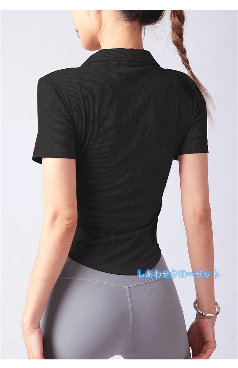ヨガウェア レディース トップス 半袖 Tシャツ ホットヨガ スポーツウェア かわいい おしゃれ 速乾 吸汗 フィットネス ランニングウェア 
