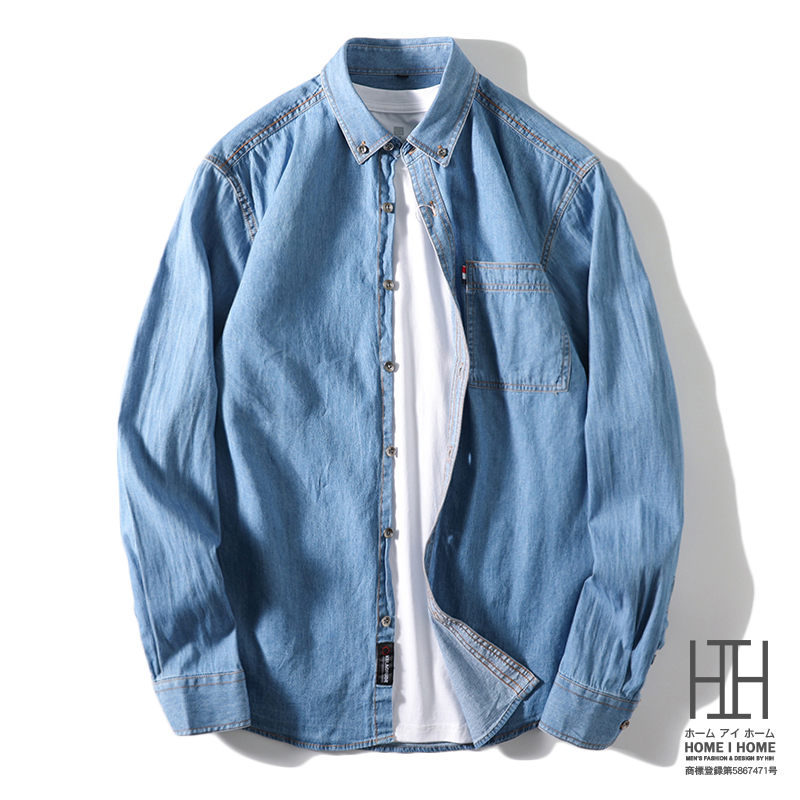 デニムシャツ メンズ 長袖シャツ ボタンダウンシャツ ポケット付き ワークシャツ 快適 ウォッシュ加工済み 柔らかい カジュアル 羽織り 