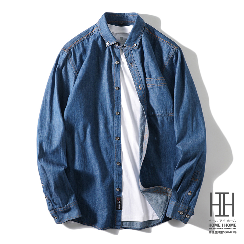 デニムシャツ メンズ 長袖シャツ ボタンダウンシャツ ポケット付き ワークシャツ 快適 ウォッシュ加工済み 柔らかい カジュアル 羽織り 
