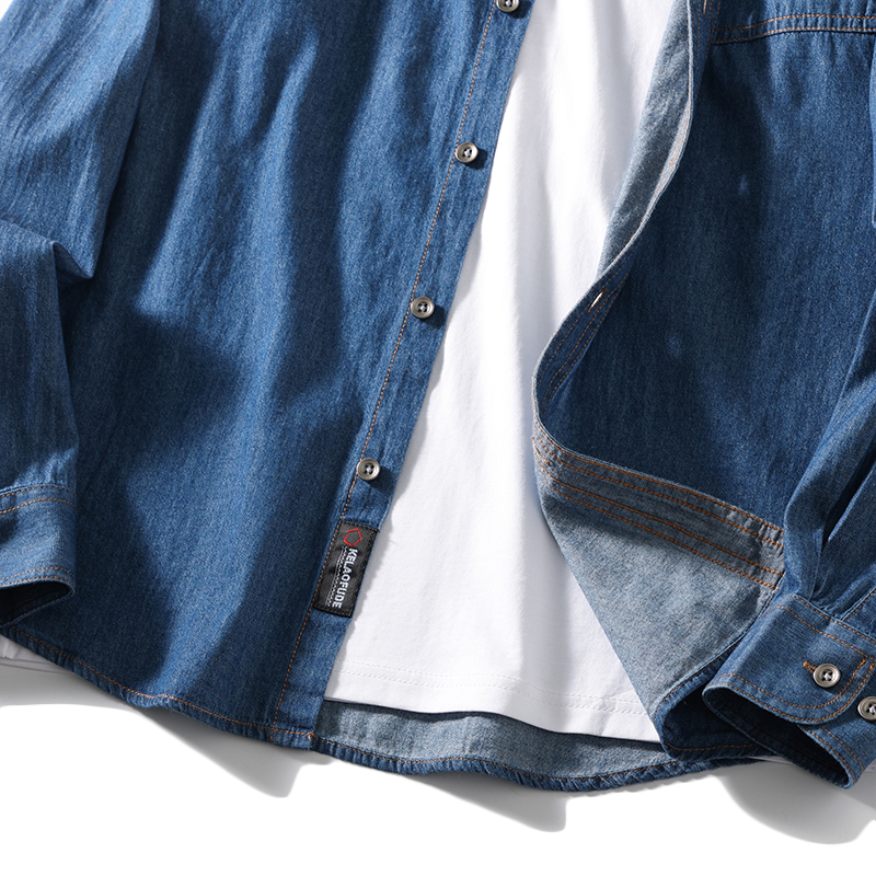 デニムシャツ メンズ 長袖シャツ ボタンダウンシャツ ポケット付き ワークシャツ 快適 ウォッシュ加工済み 柔らかい カジュアル 羽織り 