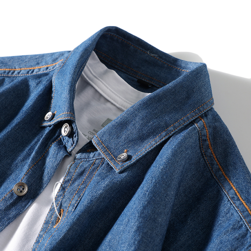 デニムシャツ メンズ 長袖シャツ ボタンダウンシャツ ポケット付き ワークシャツ 快適 ウォッシュ加工済み 柔らかい カジュアル 羽織り 