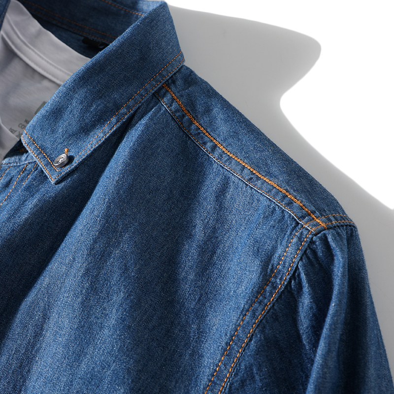 デニムシャツ メンズ 長袖シャツ ボタンダウンシャツ ポケット付き ワークシャツ 快適 ウォッシュ加工済み 柔らかい カジュアル 羽織り 