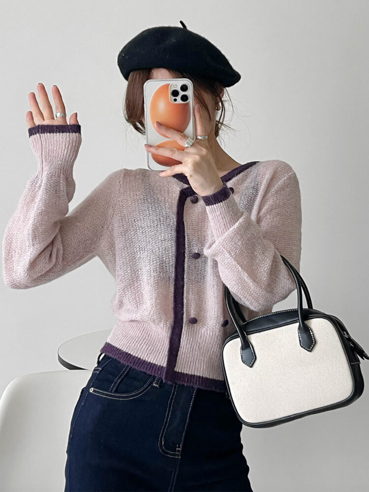 トップス レディース 韓国 ニット シースルー ローゲージ 長袖 冬 バイゴム レトロ シアーニット 秋 アンシンメトおしゃれ 