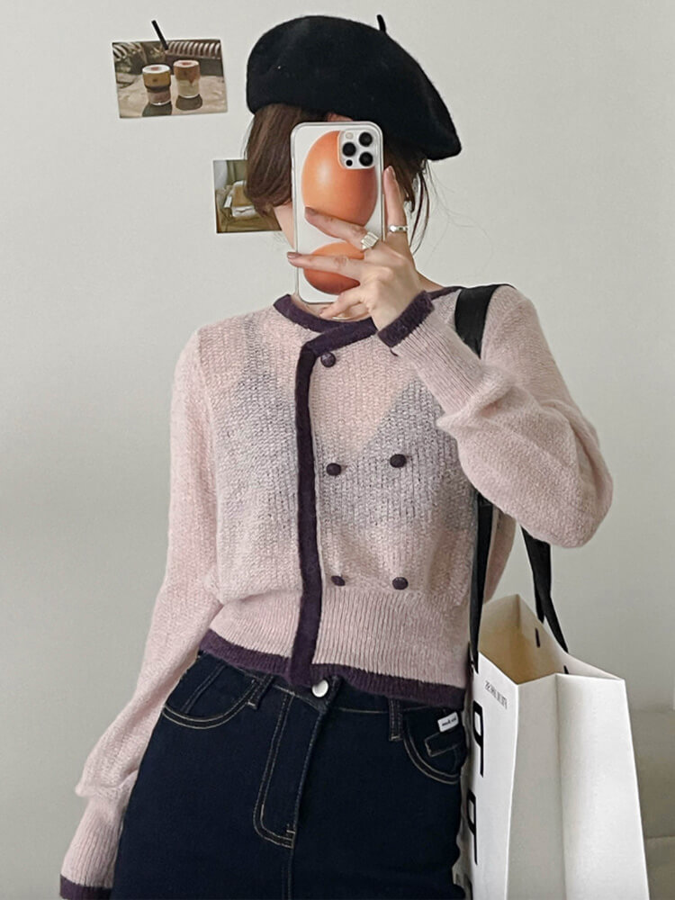 トップス レディース 韓国 ニット シースルー ローゲージ 長袖 冬 バイゴム レトロ シアーニット 秋 アンシンメトおしゃれ 