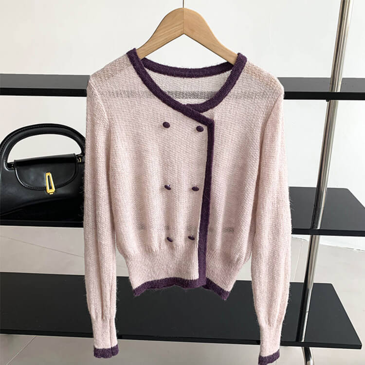 トップス レディース 韓国 ニット シースルー ローゲージ 長袖 冬 バイゴム レトロ シアーニット 秋 アンシンメトおしゃれ 