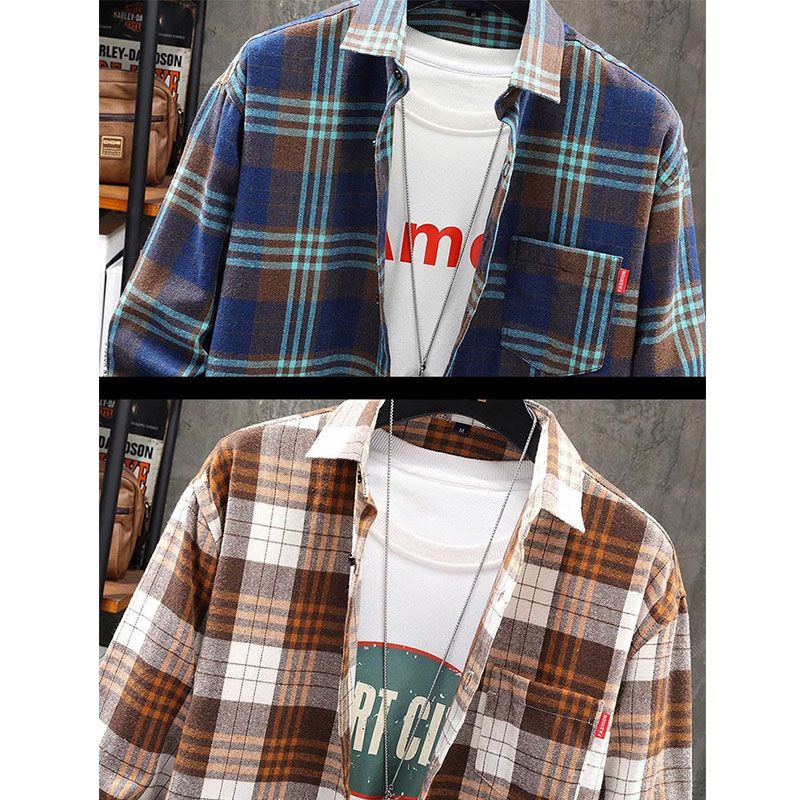 チェックシャツ メンズ おしゃれ 春服 秋物 長袖 カジュアルシャツ ネルシャツ 薄手 胸ポケット ビジネス 