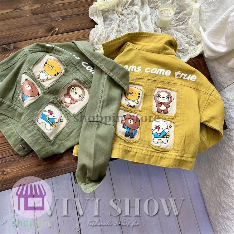 キッズ アウター 長袖 トップス シンプル 襟付き おしゃれ アニマル 着やすい ゆったり カジュアル コットン あわせやすい 動きやすい 