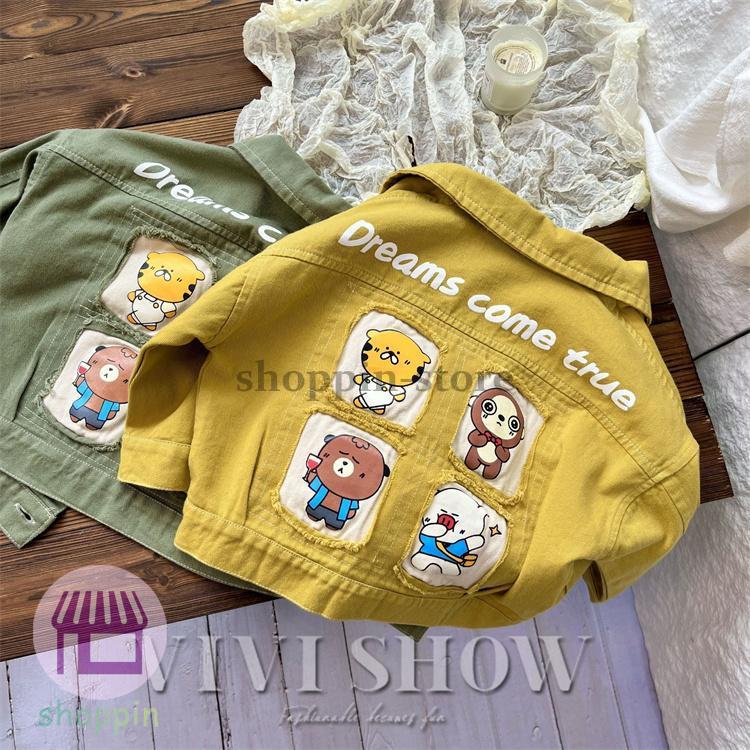 キッズ アウター 長袖 トップス シンプル 襟付き おしゃれ アニマル 着やすい ゆったり カジュアル コットン あわせやすい 動きやすい 