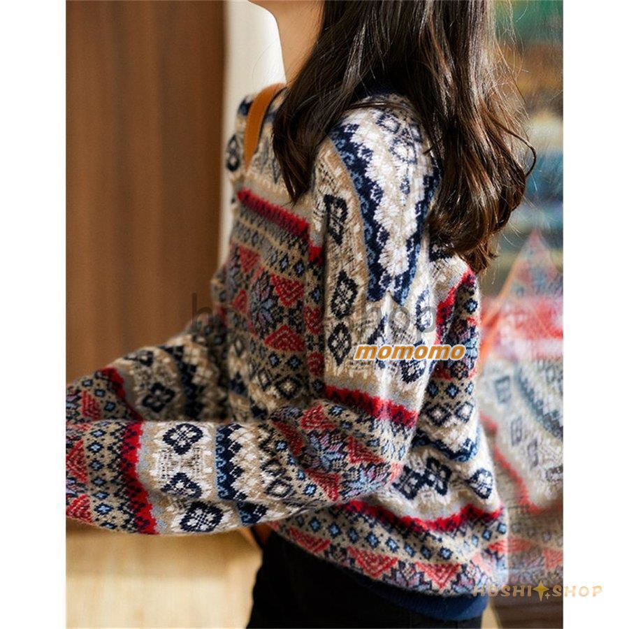 ニットセーター レディース 秋冬 40代 長袖 トップス 着痩せ 暖かい 花柄 おしゃれ 丸襟 大きいサイズ ニットソー ニットウェア セーター カットソー 