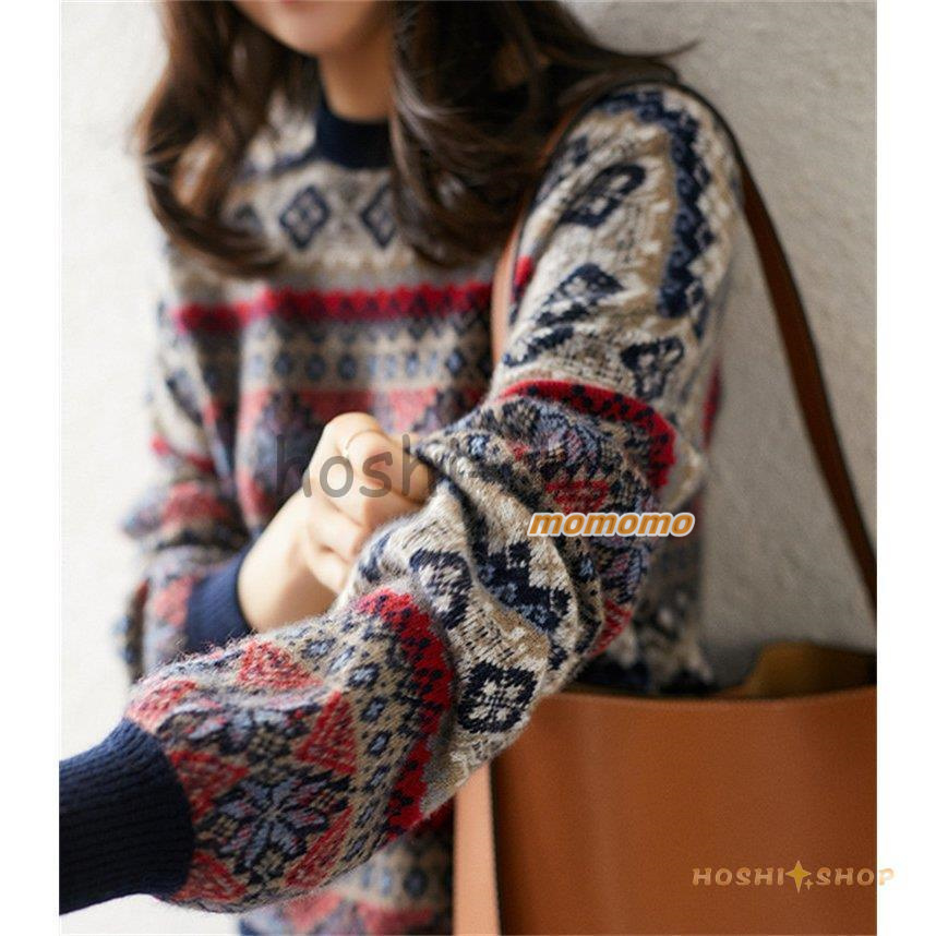 ニットセーター レディース 秋冬 40代 長袖 トップス 着痩せ 暖かい 花柄 おしゃれ 丸襟 大きいサイズ ニットソー ニットウェア セーター カットソー 