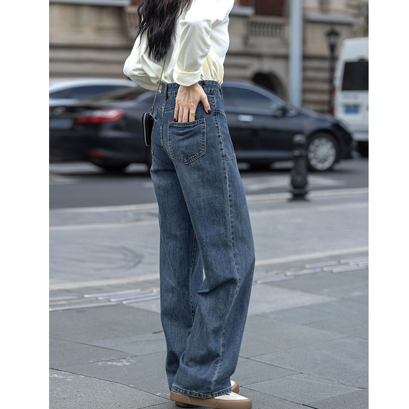 パンツ レディース 夏 ボズボン ワイドパンツ デニム ストレッチ ハイウエスト ストレッチパンツ ウエストゴム ウエスト デニム 