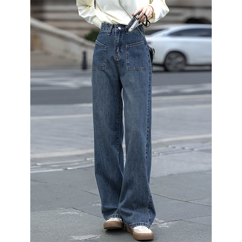 パンツ レディース 夏 ボズボン ワイドパンツ デニム ストレッチ ハイウエスト ストレッチパンツ ウエストゴム ウエスト デニム 