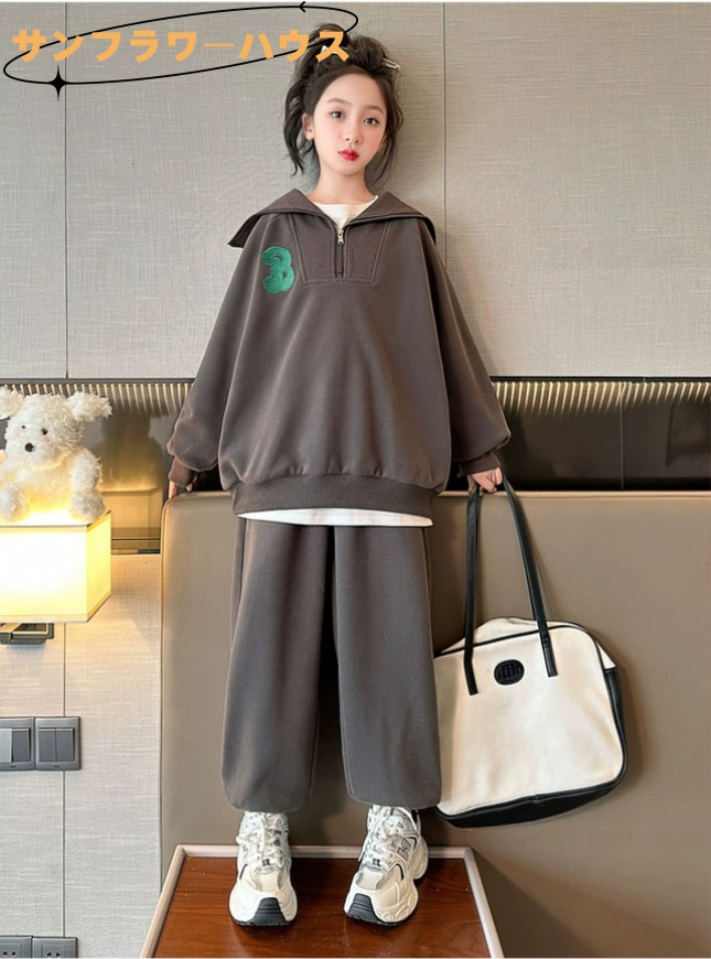 キッズ 女の子 夏 ブラウス Tシャツ 長袖 半ズボン トップス ジュニア ロングパンツ セットアップ 学生 子供服 