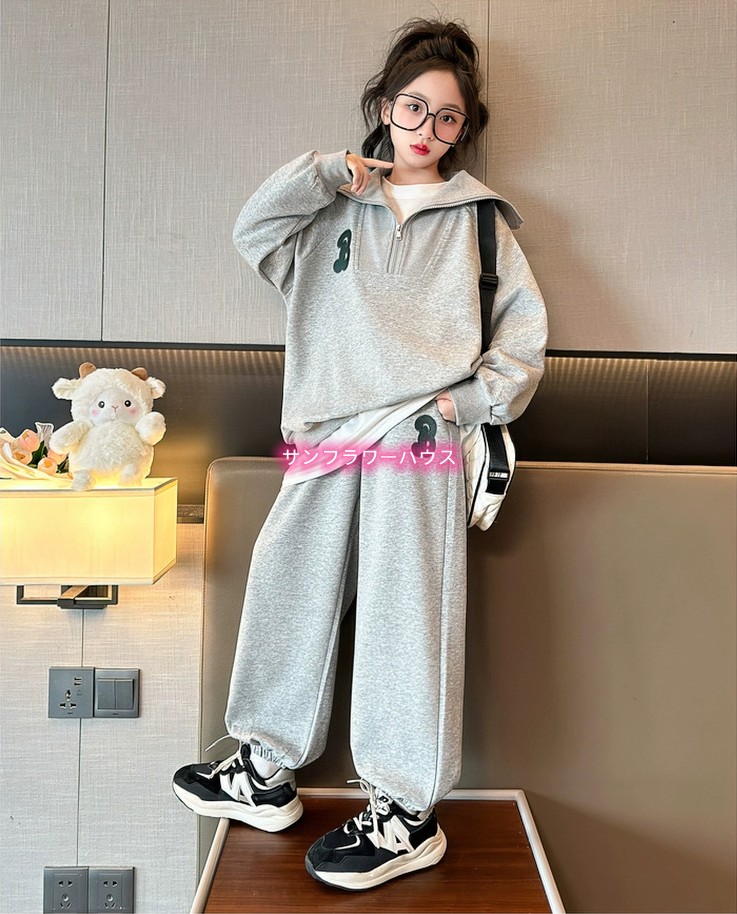 キッズ 女の子 夏 ブラウス Tシャツ 長袖 半ズボン トップス ジュニア ロングパンツ セットアップ 学生 子供服 