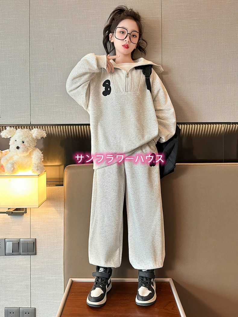 キッズ 女の子 夏 ブラウス Tシャツ 長袖 半ズボン トップス ジュニア ロングパンツ セットアップ 学生 子供服 