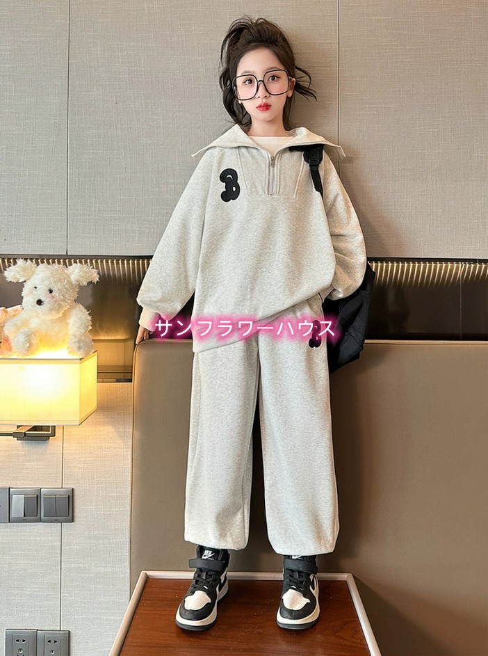 キッズ 女の子 夏 ブラウス Tシャツ 長袖 半ズボン トップス ジュニア ロングパンツ セットアップ 学生 子供服 