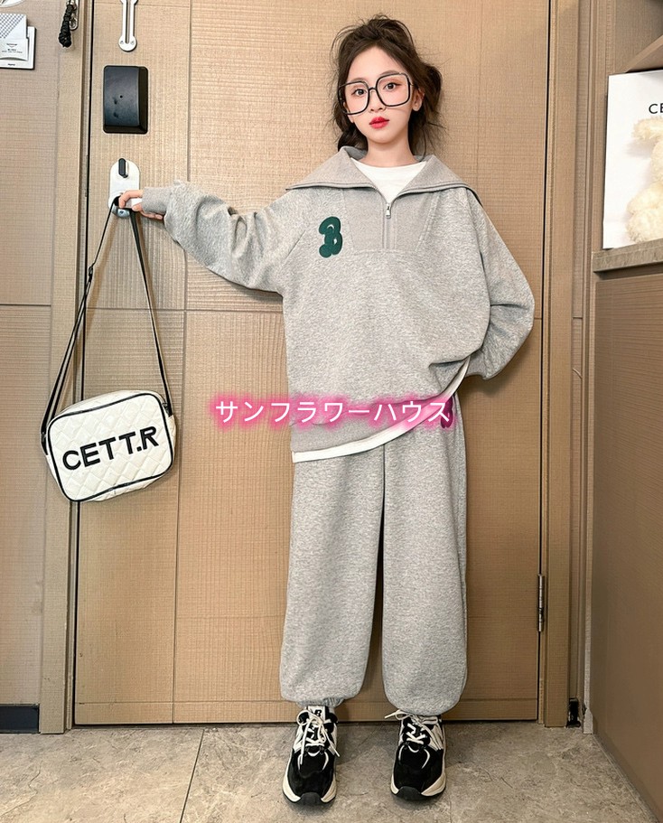 キッズ 女の子 夏 ブラウス Tシャツ 長袖 半ズボン トップス ジュニア ロングパンツ セットアップ 学生 子供服 