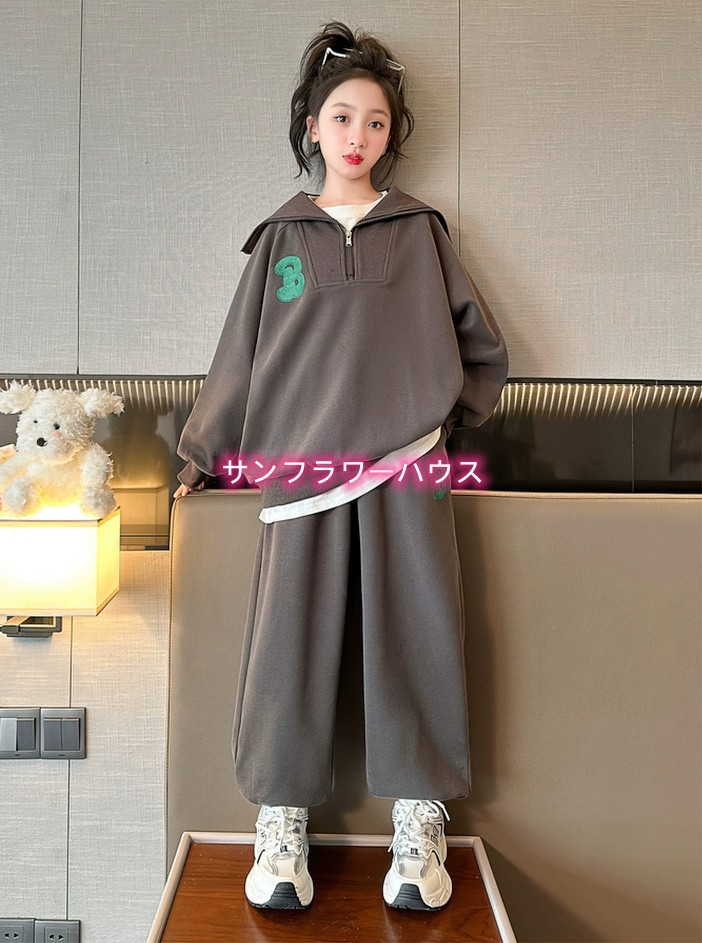 キッズ 女の子 夏 ブラウス Tシャツ 長袖 半ズボン トップス ジュニア ロングパンツ セットアップ 学生 子供服 