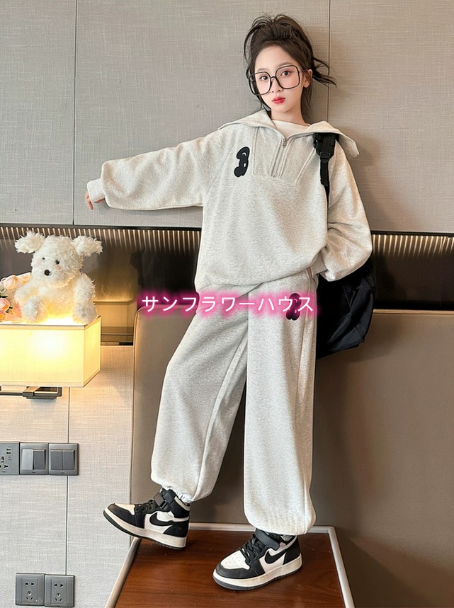 キッズ 女の子 夏 ブラウス Tシャツ 長袖 半ズボン トップス ジュニア ロングパンツ セットアップ 学生 子供服 