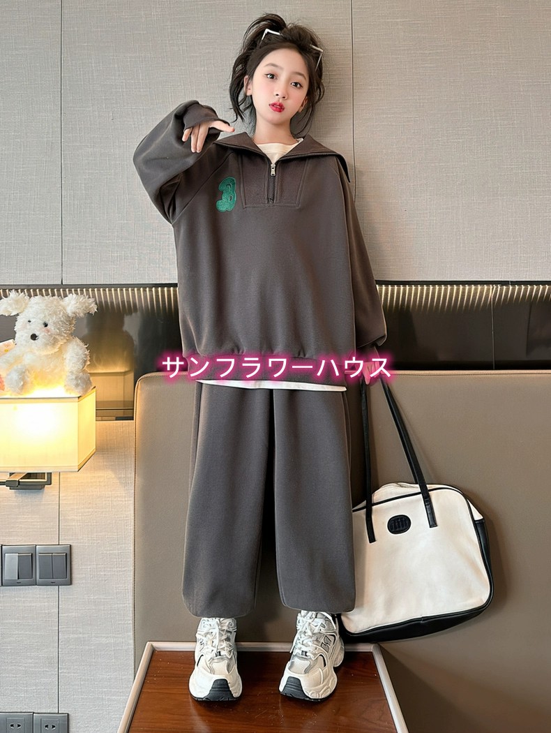 キッズ 女の子 夏 ブラウス Tシャツ 長袖 半ズボン トップス ジュニア ロングパンツ セットアップ 学生 子供服 