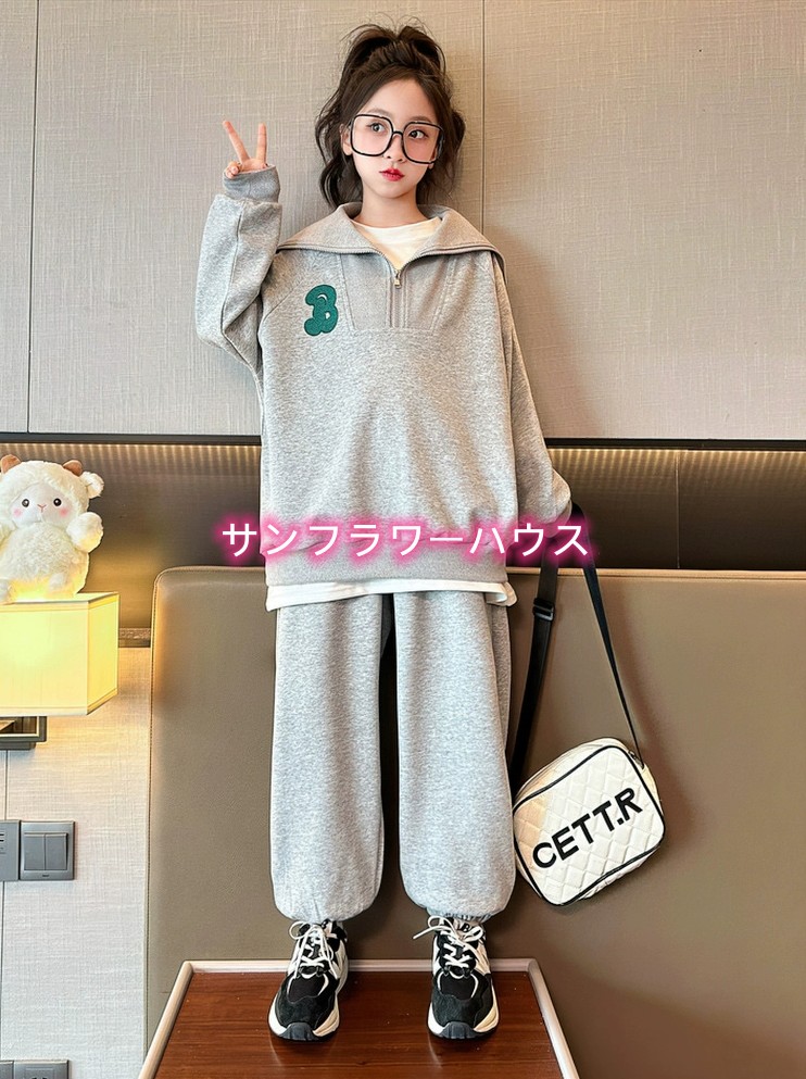 キッズ 女の子 夏 ブラウス Tシャツ 長袖 半ズボン トップス ジュニア ロングパンツ セットアップ 学生 子供服 