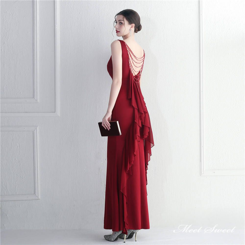 カラードレス マーメイドドレス パーティードレス ノースリーブ シフォン イブニングドレス スレンダードレス ウェディングドレス 発表会 二次会 結婚式 