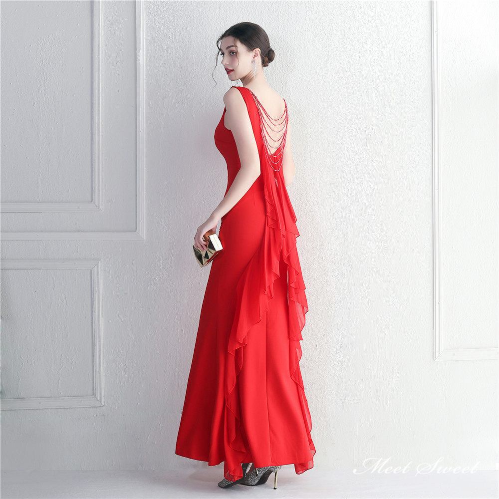 カラードレス マーメイドドレス パーティードレス ノースリーブ シフォン イブニングドレス スレンダードレス ウェディングドレス 発表会 二次会 結婚式 