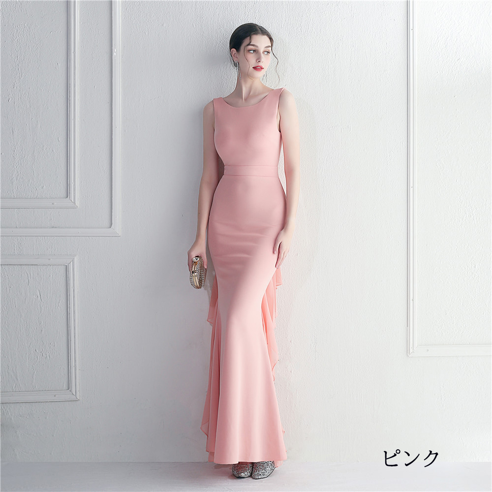 カラードレス マーメイドドレス パーティードレス ノースリーブ シフォン イブニングドレス スレンダードレス ウェディングドレス 発表会 二次会 結婚式 