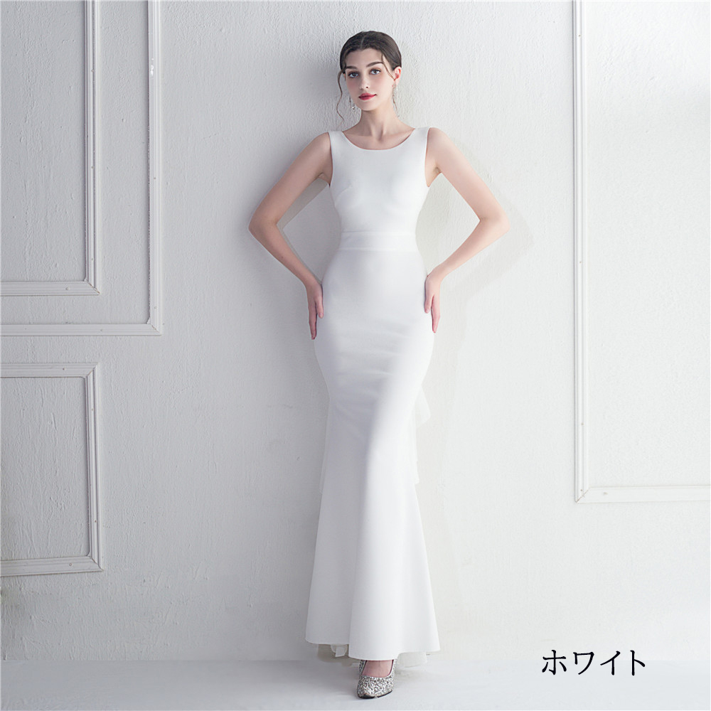 カラードレス マーメイドドレス パーティードレス ノースリーブ シフォン イブニングドレス スレンダードレス ウェディングドレス 発表会 二次会 結婚式 