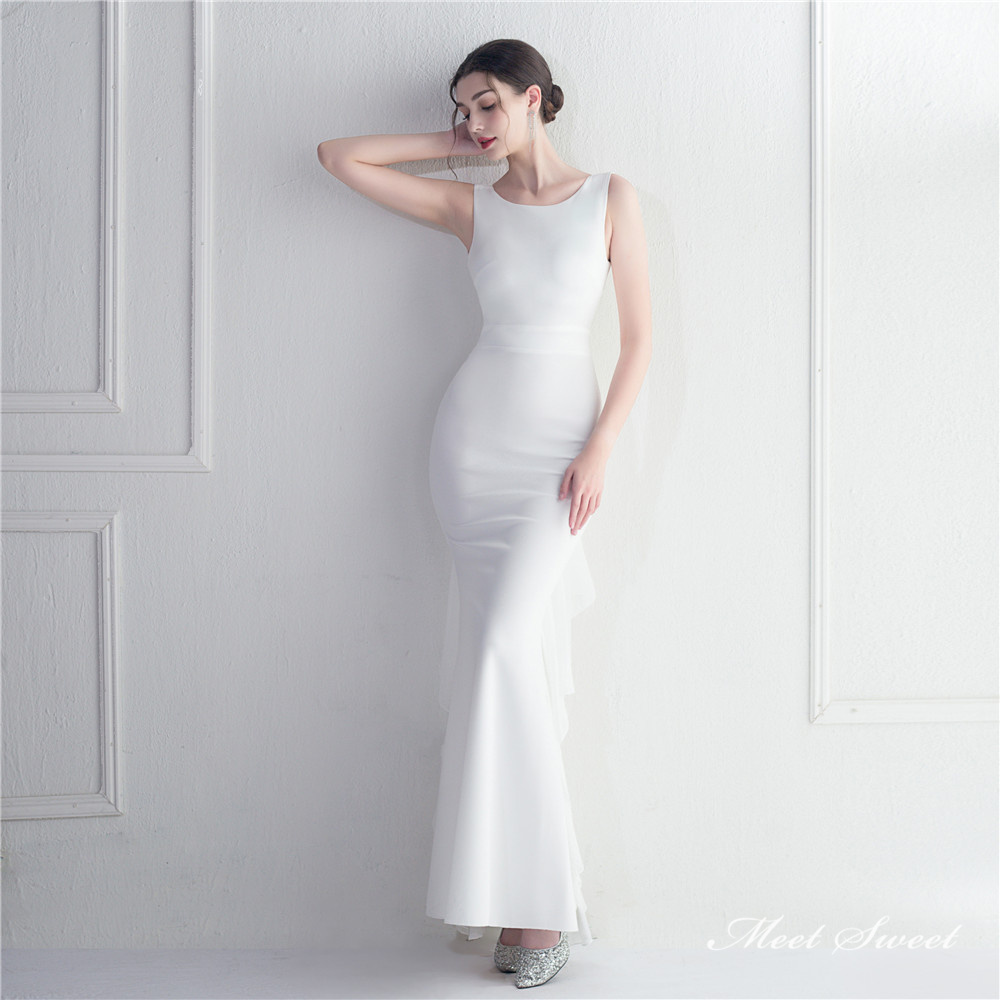 カラードレス マーメイドドレス パーティードレス ノースリーブ シフォン イブニングドレス スレンダードレス ウェディングドレス 発表会 二次会 結婚式 