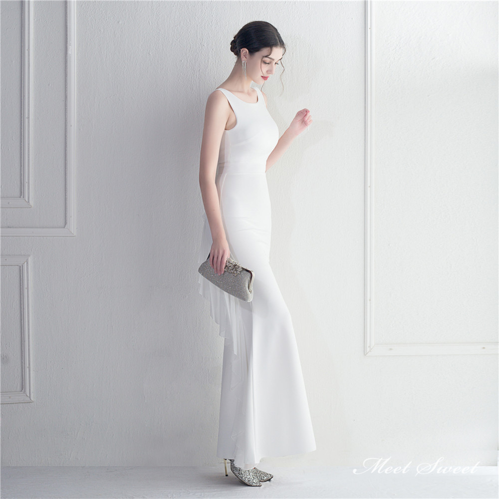 カラードレス マーメイドドレス パーティードレス ノースリーブ シフォン イブニングドレス スレンダードレス ウェディングドレス 発表会 二次会 結婚式 