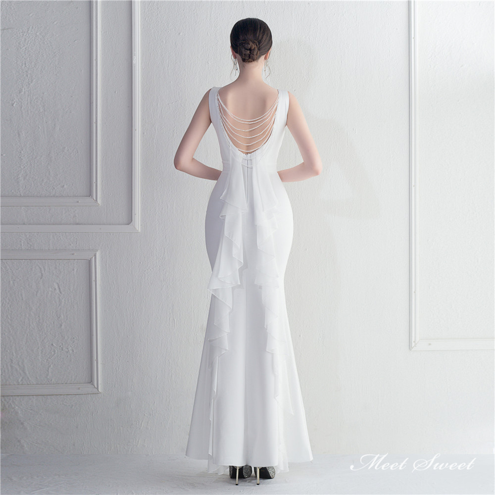 カラードレス マーメイドドレス パーティードレス ノースリーブ シフォン イブニングドレス スレンダードレス ウェディングドレス 発表会 二次会 結婚式 