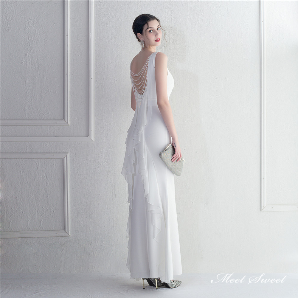 カラードレス マーメイドドレス パーティードレス ノースリーブ シフォン イブニングドレス スレンダードレス ウェディングドレス 発表会 二次会 結婚式 