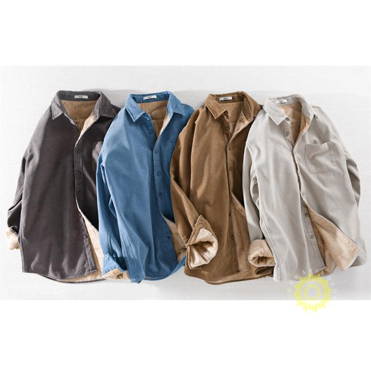 コーデュロイシャツ 厚手 メンズ 長袖シャツ カジュアルシャツ 無地 トップス 冬 ビジネス 冬服 あったか 裏ボア 通勤 裏起毛 