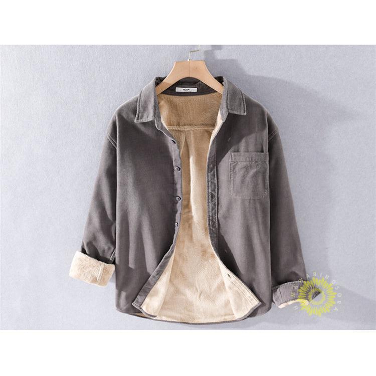 コーデュロイシャツ 厚手 メンズ 長袖シャツ カジュアルシャツ 無地 トップス 冬 ビジネス 冬服 あったか 裏ボア 通勤 裏起毛 