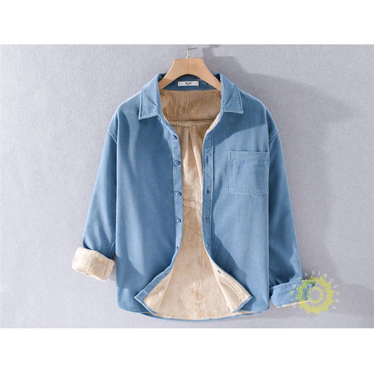 コーデュロイシャツ 厚手 メンズ 長袖シャツ カジュアルシャツ 無地 トップス 冬 ビジネス 冬服 あったか 裏ボア 通勤 裏起毛 